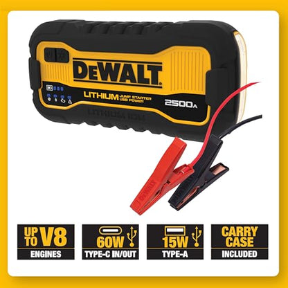 DeWalt Jump Starter DXAELJ25C 2500 Amps | Lithium Battery, USB Power Bank, Carrying Case - size: 2500 Peak Amp