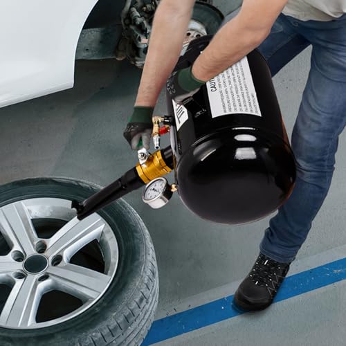 Bonnlo 5 Gallon Air Tire Bead Seater, 145 PSI Bead Blaster with Pressure Gauge & Handle, Seating Tool Inflator Tank for Truck ATV, Jeep, Pickup - color: Black