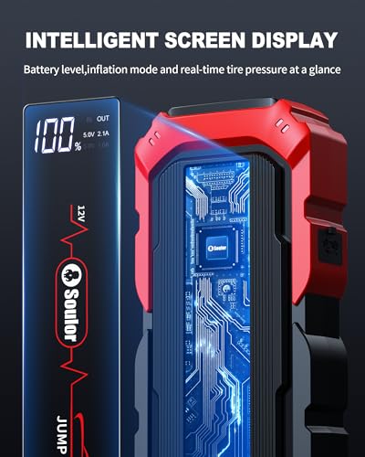 Jump Starter Battery Jumper Starter Portable Car Battery Jump Starter for Up tp All Gas & 12L Diesel, 12V 6000A Portable Jump Box with 3 Modes Flashlight and Jumper Cable | 12V Portable Car Battery Jumper Box With 3 Modes Flashlight And Jumper Cable - col