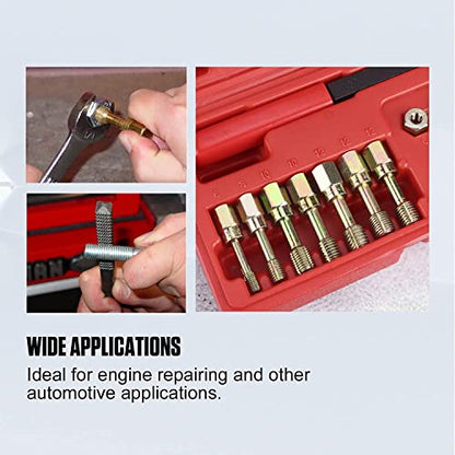 Angchun 15PCS Metric Thread Chaser Set, Thread Repair kit with 7 Taps Thread Chaser Set Universal Metric Thread Restorer Kit with 7 Dies and 1 Thread File Rethreading Kit Universal Rethreading Tool - size: 15PCS