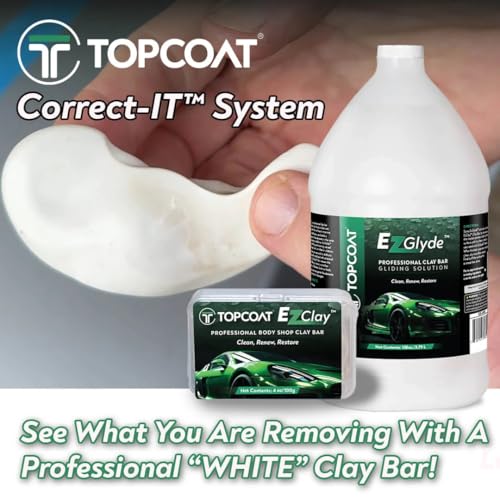 TopCoat® EzClay™ Clay Bar Auto Detailing Kit with EzGlyde™ Clay Lubricant Spray - Remove Contaminants from Hard Surfaces in Seconds - The Only Car Bar You'll Ever Need