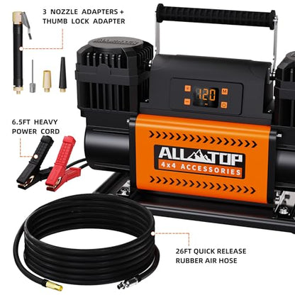 ALL-TOP 12V Air Compressor w/LCD Control Panel to Preset Target Pressure, 150PSI 12.35CFM Air Pump Inflator for Overland (Dual Cylinder) - color: 350 L/Min, Digital Setting Auto-stop