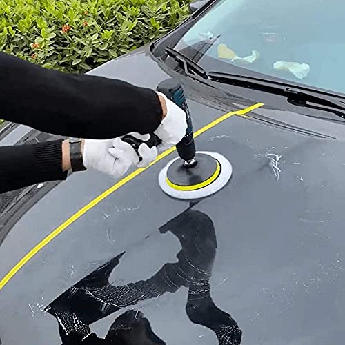 IPELY 6 Pcs 7 Inch Wool Polishing Buffing Pad Polishing Buffing Wheel for Drill Buffer Attachment with M14 Drill Adapter - size: 6 Pcs 7 Inch