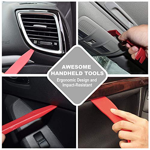 GLK Trim Removal Tool Pry Tool Kit | Door Panel Removal Tool, Fasteners Remover, Automotive Hook Set, 9pcs - color: Red