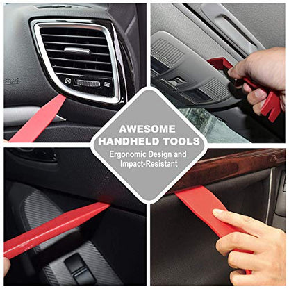 GLK Trim Removal Tool Pry Tool Kit | Door Panel Removal Tool, Fasteners Remover, Automotive Hook Set, 9pcs - color: Red