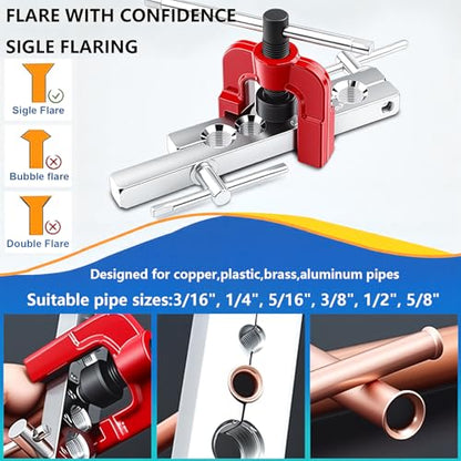 smseace 55Pack 3/16 Inch+1/4 Inch Brake line kit Include 25 FT Copper-Plated Brake Lines with Fitting(32pcs Fittings,4pcs Union+8pcs Nut) Brake line Bender,Single Flare Tool,Cutter Brake line kit - color: Gold-A, size: 3/16inch+1/4inch