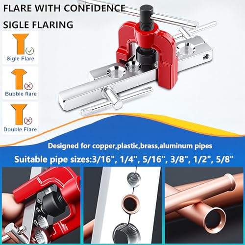 smseace 55Pack 3/16 Inch+3/16 Inch Brake line kit Include 25 FT Zinc-Plated Brake Lines with Fitting(32pcs Fittings,4pcs Union+8pcs Nut) Brake line Bender,Single Flare Tool,Cutter Brake line kit - color: Silver-A, size: 3/16inch+3/16inch