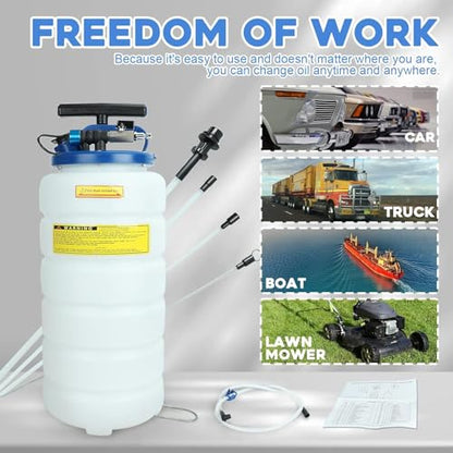 Pneumatic/Manual 15L Oil Extractor Oil Changer | Vacuum Fluid Petrol Fuel Extractor, Automotive Oil Extractor Pump, Manual Fluid Extractor Pump Tank Remover