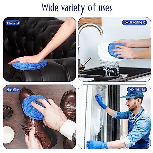 Tanlade 50 Pcs Car Detailing Microfiber Applicator Pad Wax Applicator Wash Microfiber Pads, 5 Inch Diameter (Blue) - color: Blue