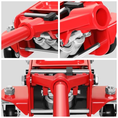 PM PERFORMOTOR Low Profile Hydraulic Trolley Service/Floor Jack, 4 Ton (8000 lbs) Capacity, Lifting Range 4.5"-20", Red, PM-TOL-FJ40-RD - color: Red