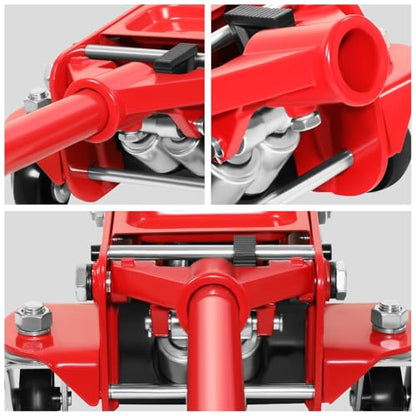 PM PERFORMOTOR Low Profile Hydraulic Trolley Service/Floor Jack, 4 Ton (8000 lbs) Capacity, Lifting Range 4.5"-20", Red, PM-TOL-FJ40-RD - color: Red