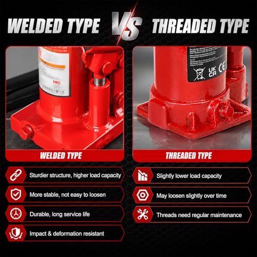 5 Ton Hydraulic Welded Bottle Jack, 8000 lb Capacity Automotive Lift Jack for Car, Pickup Truck, RV and Auto Repair, 7.3" to 14" Lifting Range - size: 5 Ton