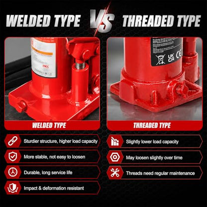 5 Ton Hydraulic Welded Bottle Jack, 8000 lb Capacity Automotive Lift Jack for Car, Pickup Truck, RV and Auto Repair, 7.3" to 14" Lifting Range - size: 5 Ton