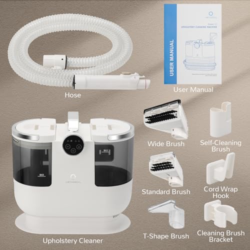 Airthereal Portable Upholstery Spot Cleaner, Instant Heating Carpet Cleaner Machine, Shampooer Machine with Self-Cleaning, 14 Kpa Stain Remover Deep Cleaner for Pets, Stairs, Car Seat and Couch - color: White