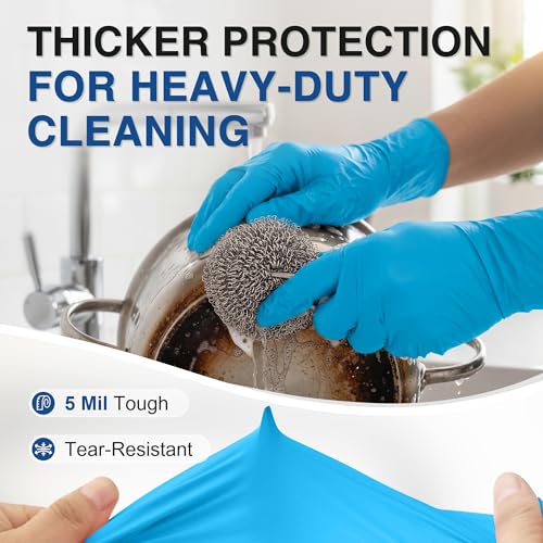 Schneider Nitrile Exam Gloves, 5 Mil, Medical Grade, Latex-Free, Powder-Free Disposable Gloves for Medical Exams, Food Safe, Cleaning and Food Prep, Blue, 50 Count, Medium - color: Blue (50), size: Medium