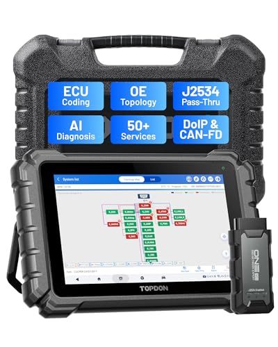 TOPDON ONE Bidirectional Scan Tool, 10.1" OBD2 Scanner with J2534 Pass-Thru and ECU Coding, Over 50 Resets, Topology Mapping Car Diagnostic Tool for Dealer-Level Technicians