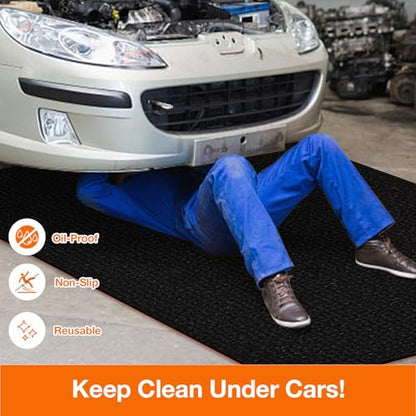 Heavy Duty Oil Resistant Garage Car Bottom Mat, Reusable Floor Protector, 1/4 Inch Thick Waterproof Rubber Backing, Oil Absorbent (Dark Gray) (60 * 72) - size: 60 inches x 72 inches
