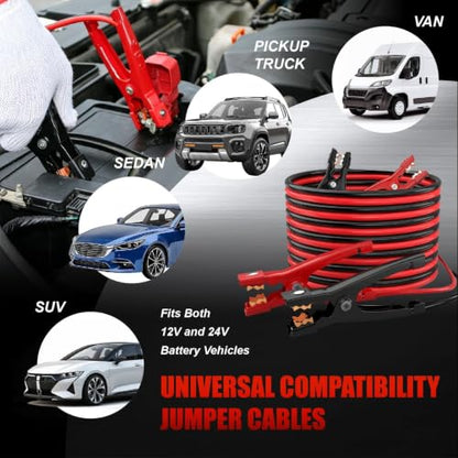Jumper Cables for Car,8 Gauge 12 Feet Heavy Duty Booster Cable,Quick Connect Automotive Wires with Alligator Clamps,Carrying Bag for Cars Trucks - size: 8 Gauge 12 feet (Standard)
