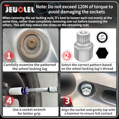 37/21PT Wheel Locking Nut Key for BMW, Anti-Theft Lug Nut Removal | Wheel Lock Nut Socket Adapter, Anti-Theft Screw Remover, Hand Repair Tool, Tyre Fitting, garage - size: 37/21Pt Key