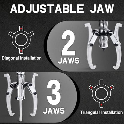 15-Ton Hydraulic Gear Puller with 2 & 3 Jaw 12" Reach | For mechanics, removes bearings, gears, hubs and pulleys with convertible 2 or 3 jaws and 15-ton force. - size: 12 inch JAW