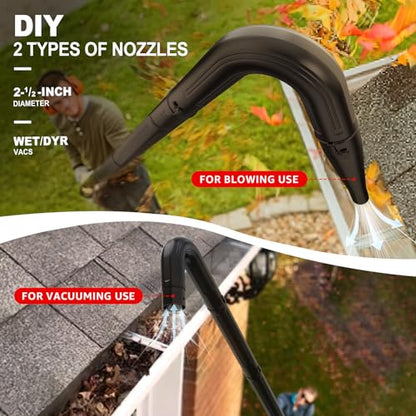 Sealegend 2-1/2 in. Gutter Cleaning Attachment Kit for Wet Dry Vac | Upgraded Locking Connection, Shop Vacuum Accessory for Cleaning or Blowing Gutter Debris, Up to 5 ft. Reach - size: 5 feet