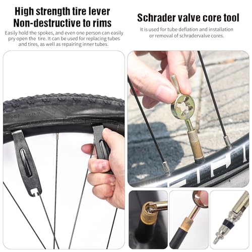 35 PCS Bike Tire Repair Kit, Bicycle Inner Tube Patch Kit with 28 PCS Vulcanizing Patches,Rubber Solution, Metal Rasp, Bike Tire Levers, Bike Patch Kit with Portable Box for MTB BMX Road Bike