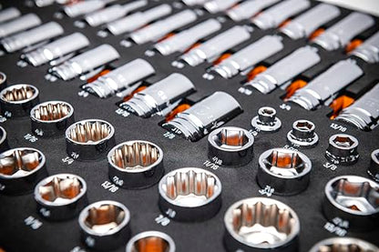 GEARWRENCH 85 Piece 3/8” Drive Master SAE Socket Set in Foam Storage Tray - GWMSSKT38SAE - size: One Size, style: 3/8" Chrome Sockets