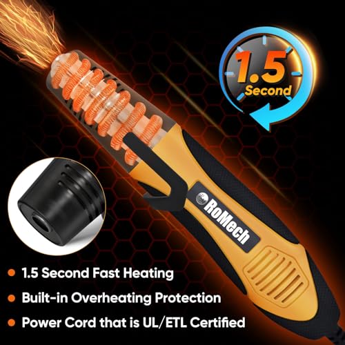 ROMECH 350W Heat Gun with 2 Nozzles, Dual Temp Heat Gun 400°F-660°F, Fast Heat Hot Air Gun with Overload Protection for DIY Craft Embossing Shrink Wrapping (Orange) - color: Orange
