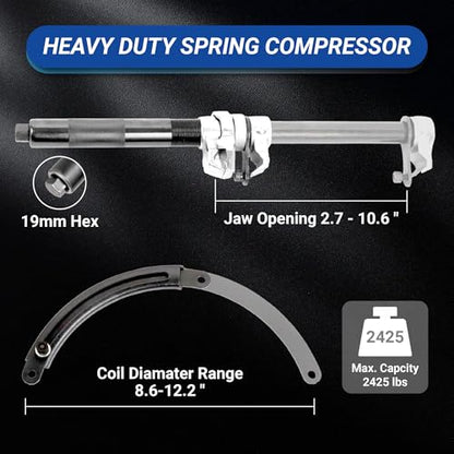 Spring Compressor Tool, Coil Spring Compressor Tool Set with Extendable Bracket, Heavy Duty Macpherson Strut Spring Compressor Tool with 2425LB Capacity for Car Truck ATV UTV