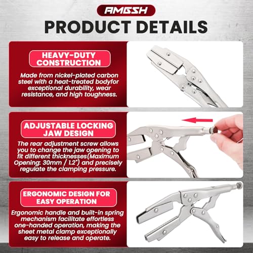 10 Inch Hose Pinch Off Pliers Set, Adjustable Hose Clamp, Heavy duty Radiator Hose Clamp, Parallel Automotive Clamp Hose Pliers for Fuel Line, Coolant, Vacuum Lines, 2 Pack