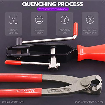 Swpeet 10Pcs Ear Clamp Pliers with CV Boot Clamps Kit, Ear Boot Tie Pliers, Car Band Tool Kit, Automotive Hose Axle Plier CV Clamp Tool CV Joint Banding Tools for Most Cars