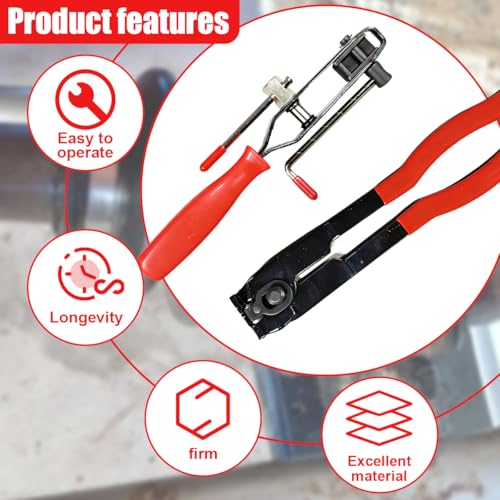 2PCS Car CV Boot Clamp Pliers, Automotive Joint Banding Tool with Cutter, CV Axle Boot Clamp Plier, Portable Vehicle Repair Tool Set for Most Cars, ATVs, UTVs (Red)