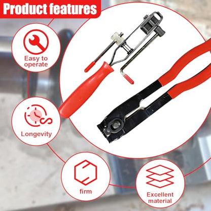 2PCS Car CV Boot Clamp Pliers, Automotive Joint Banding Tool with Cutter, CV Axle Boot Clamp Plier, Portable Vehicle Repair Tool Set for Most Cars, ATVs, UTVs (Red)