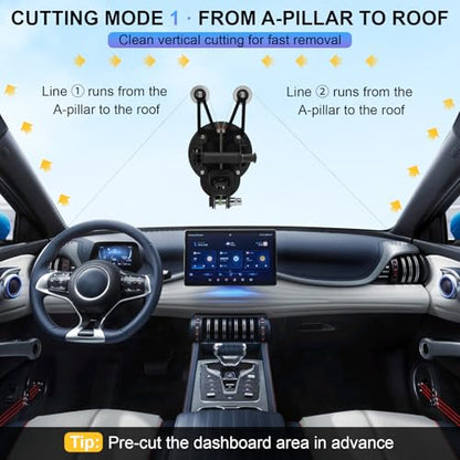 Auto Windshield Glass Removal Tool Kit with 200mm Heavy-Duty Suction Cup, Self-Locking System, Reinforced Cutting Wire, Windshield Cut-Out Tool & Accessories for Fast, Safe Glass Removal