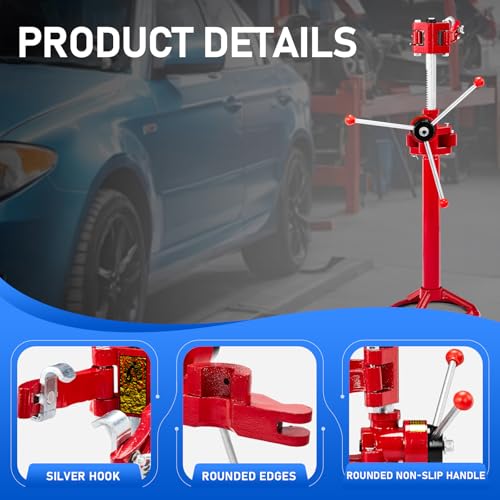 Strut Spring Compressor, Heavy Vehicle Auto Spring Compressor | 2200 LBS Hand Operate for Cars Trucks SUVs, 8.27" to 22.44" Height Spring, Red Cast Iron