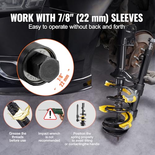 Happybuy Coil Spring Compressor Tool Kit, Macpherson Interchangeable Fork Spring Compressor, Coil Extractor Removal Set with Yellow Safety Sleeve and Storage Case