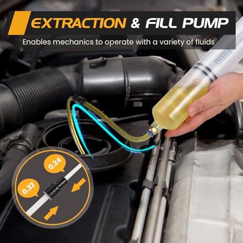 SOWKIPE 500CC Automotive Fluid Extractor Pump, Premium Manual Extraction & Fill Pump with 2 Hoses, Oil Syringe with Powerful Suction, Fluid Oil Change Evacuator