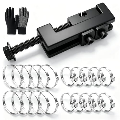 CV Boot Clamp Plier with 20PCS 304 Stainless CV Boot Clamps, 10PCS Small and 10PCS Large Single Ear Hose Clamp, Drive Shaft CV Axle Boot Clamp Removal and Installation Tool for Most Cars - size: Plier + Clamps (20 pieces)