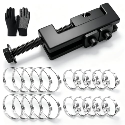 CV Boot Clamp Plier with 20PCS 304 Stainless CV Boot Clamps, 10PCS Small and 10PCS Large Single Ear Hose Clamp, Drive Shaft CV Axle Boot Clamp Removal and Installation Tool for Most Cars - size: Plier + Clamps (20 pieces)