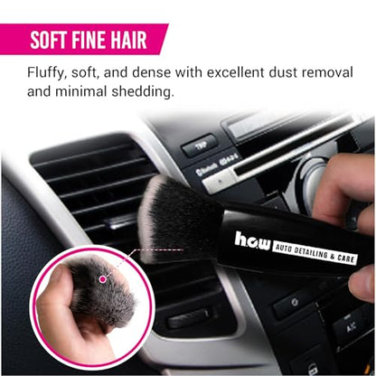 H.O.W 3PCS Car Interior Detailing Brushes Kits Automotive Cleaning Dual Head Brush for Air Vent Seat Crevice Dashboard Leather Air Conditioner
