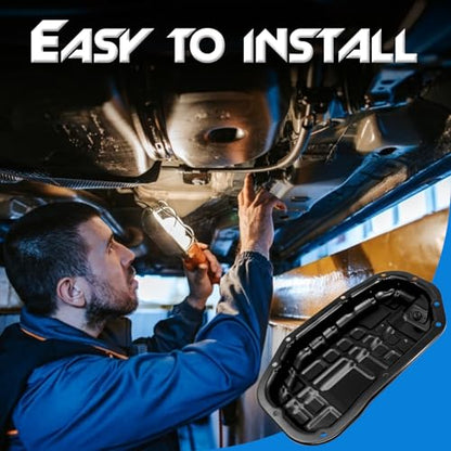 Lower Engine Oil Pan with Drain Plug, Compatible with Nissan 350Z 370Z ＆ INFINITI EX35 EX37 FX35 FX37 G35 G37 M35 M37 Q40 Q50 Q60 Q70 Q70L QX50 QX70, 3.5L 3.7L, Replace# 11110-JK20C