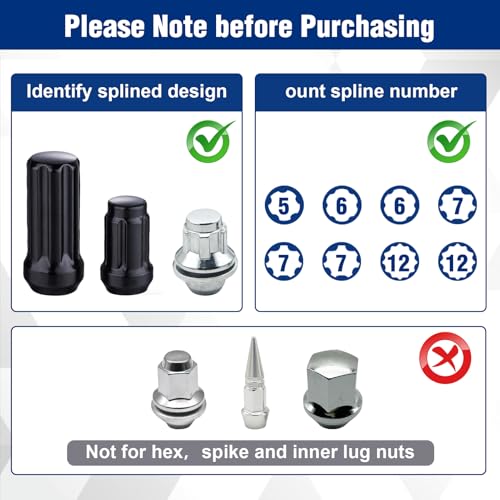 Spline Lug Nut Socket Set, 8 Piece SAE and Metric Locking Lug Nut Removal Tool, Wheel Lock Removal Kit for Removing Spline and Hex Style Aftermarket Wheel Lugs Nuts, CR-MO Steel