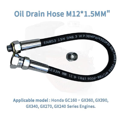 18-Inch Engine Oil Drain Hose M12x1.5mm,Replaces HON1012 HON1412,Compatible with Hon-da GC160 GX160 GX200 GX240 GX270 GX340 GX360 GX390,lawn mowers,generators,water pumps - size: ODH-18L-M12x1.5