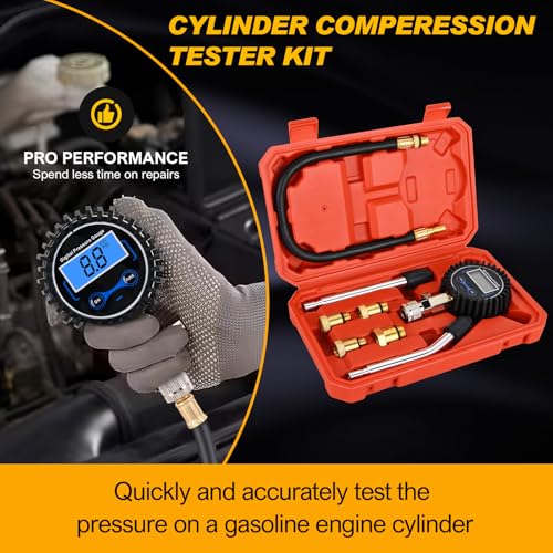 Nilight Compression Tester Kit, Digital Compression Gauge 0-250PSI Automotive Tool for Petrol Gasoline Engine Cylinder Compression Test with Adapter & Hose - color: Digital
