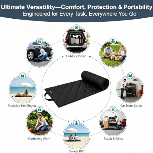 Magic Rolling Creeper Mat – Upgraded Heavy-Duty 2.5 lbs, Under Car Repair Mat with Thicker Denser Material, 60"x28" Portable Foldable Mechanics Rolling Pad, Storage Bag Included for Low Clearance