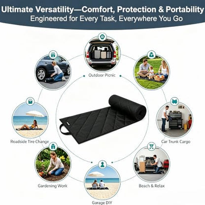 Magic Rolling Creeper Mat – Upgraded Heavy-Duty 2.5 lbs, Under Car Repair Mat with Thicker Denser Material, 60"x28" Portable Foldable Mechanics Rolling Pad, Storage Bag Included for Low Clearance