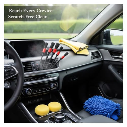 15-Piece Car Detailing Brush Set for Interior Vents, Dashboard Crevices & Console Gaps - Durable PP Plastic Cleaning Tool Kit - size: 5.91 x 3.94 x 0.79 in