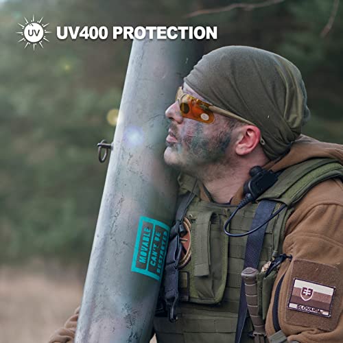 xaegistac Shooting Glasses with Case-Safety Glasses Anti Fog | Z87.1 Certificated Impact Resistance Safety Glasses for Hunting Shooting Sports - color: Yellow Lens-khaki Frame