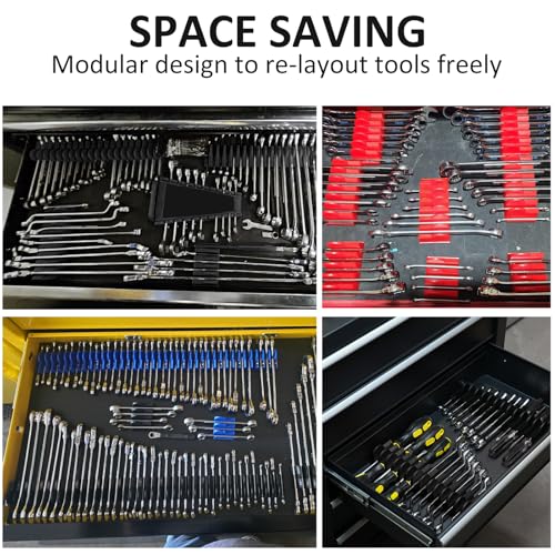 DEHOYI Premium MAGNETIC Modular Wrench Organizer System- Wrench Rack with Metric&SAE Labels, Tool Storage Holder. Gift for mechanics (Black) - style: Magnetic(48 pcs Black)