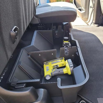 oEdRo Under Seat Storage fits 2019-2026 Dodge Ram 1500 Crew Cab New Body Style (Not for Classic), Upgraded Rear Underseat Storage Truck Organizer Black Tool Box - size: 2019-2024